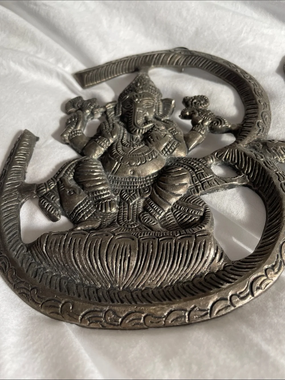 Metal Ganesh Om Wall Hanging - Black Decorative Home Wall Decor